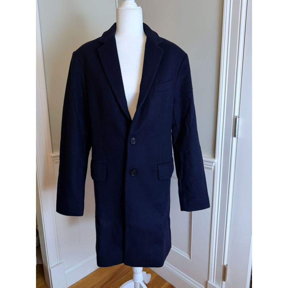 Quince Men's Italian Wool Overcoat Medium Cadet Blue Navy NWT